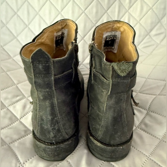 Frye Pixie Distressed Black Ankle Boots - Picture 6 of 8